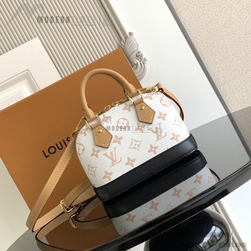 Louis Vuitton Nano Alma Handbag in Monogram Canvas with Leather Trim
