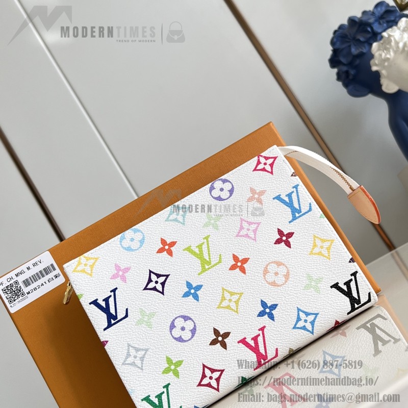 Louis Vuitton Pochette Toilette MM Monogram Multicolore White Cosmetic Pouch