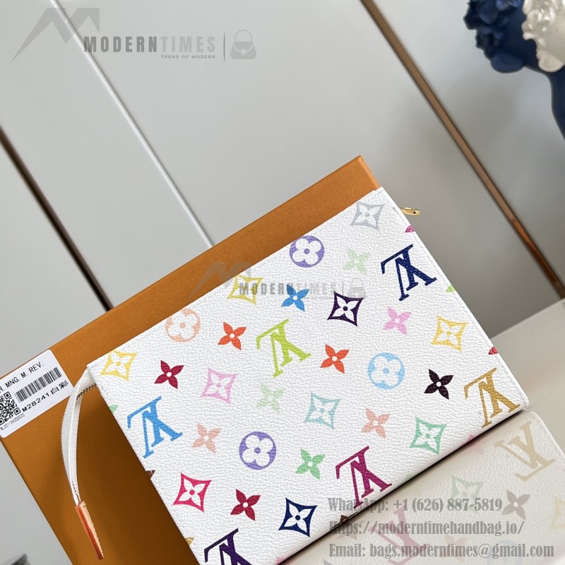 Louis Vuitton Pochette Toilette MM Monogram Multicolore White Cosmetic Pouch