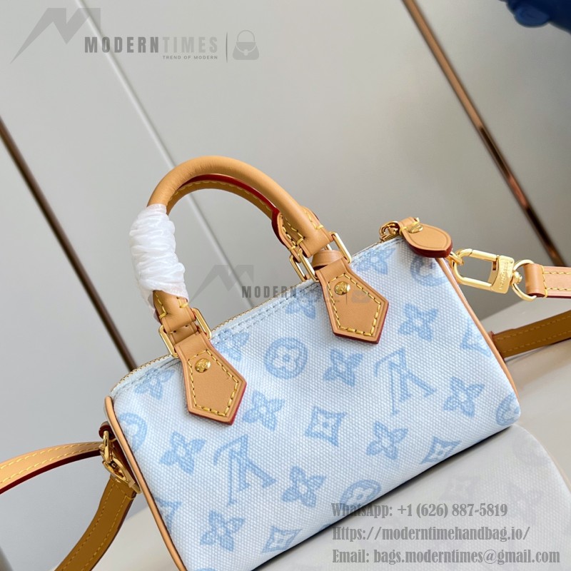 Louis Vuitton Nano Speedy Monogram Origine Blue Handbag