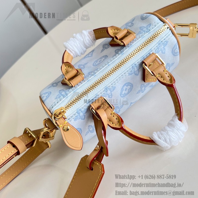 Louis Vuitton Nano Speedy Monogram Origine Blue Handbag