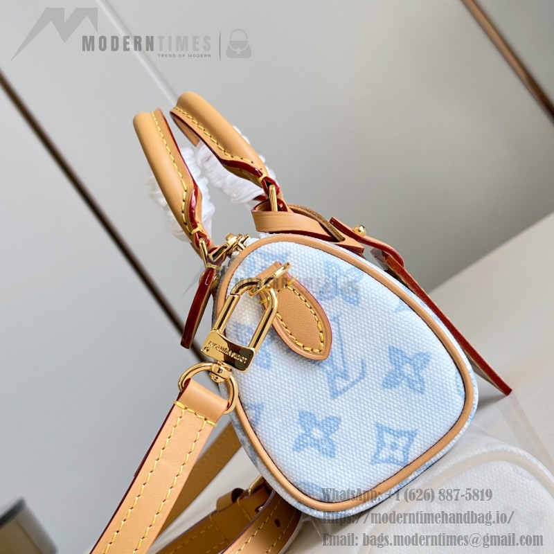 Louis Vuitton Nano Speedy Monogram Origine Blue Handbag