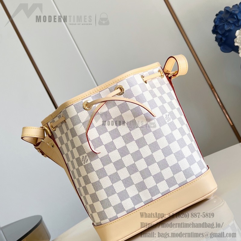 Louis Vuitton Noé BB Damier Azur Bucket Bag N40594 Front View