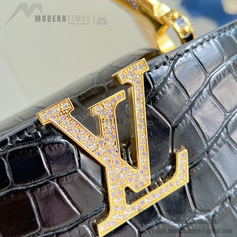 Louis Vuitton Capucines Mini Exceptionals M12944 Black Crocodile Effect Handbag