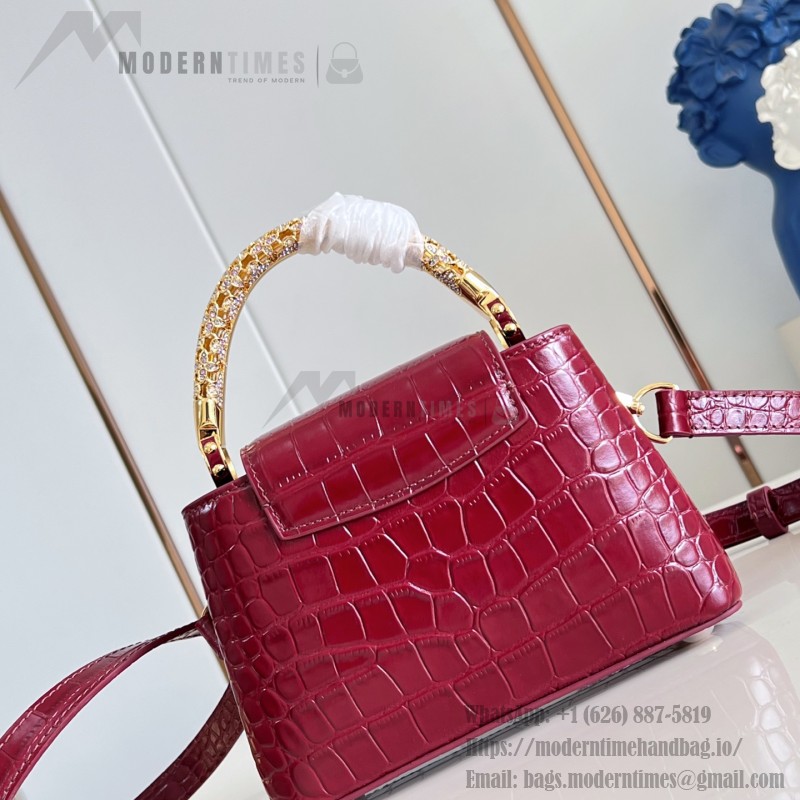 Louis Vuitton Capucines Mini Exceptionals M12944 Black Crocodile Effect Handbag