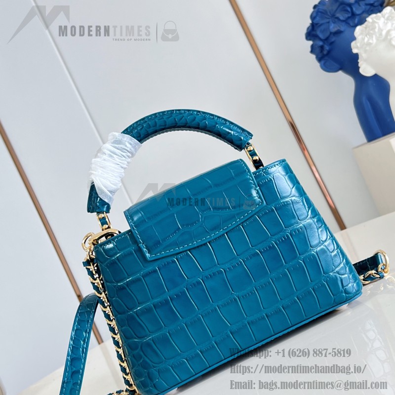 Louis Vuitton Capucines Mini  Crocodile Embossed Gold Diamond Handbag M13737 Front View