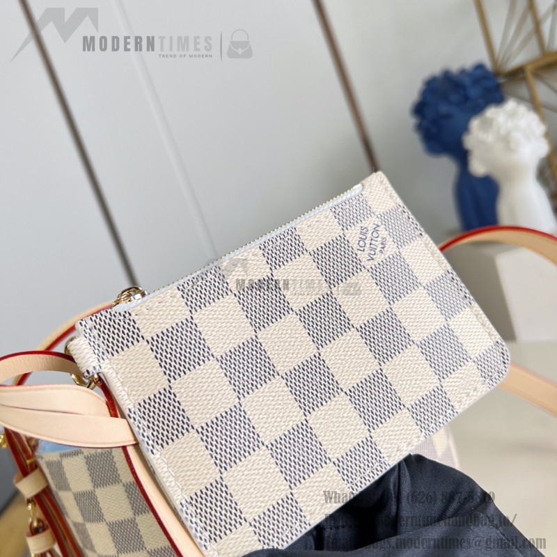 Louis Vuitton N40855 All In BB Handbag in Damier Azur Canvas with Leather Trim