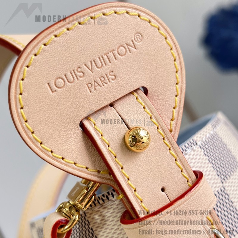 Louis Vuitton N40855 All In BB Handbag in Damier Azur Canvas with Leather Trim