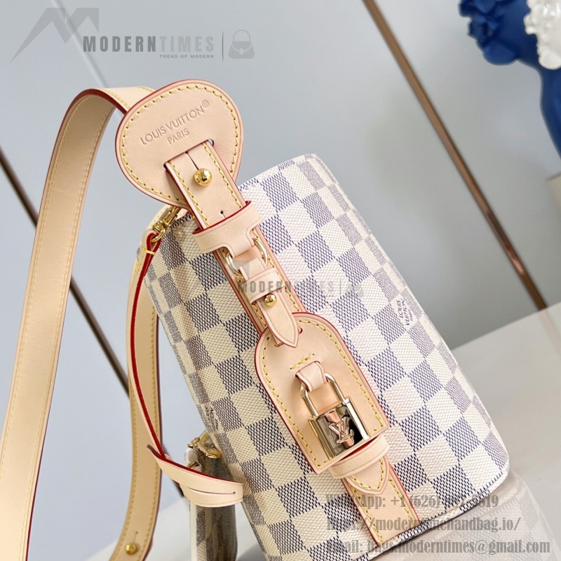 Louis Vuitton N40855 All In BB Handbag in Damier Azur Canvas with Leather Trim