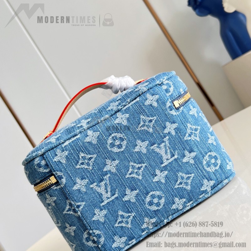 Louis Vuitton M27946 Nice Mini Cosmetic Pouch in Monogram Denim with Leather Trim