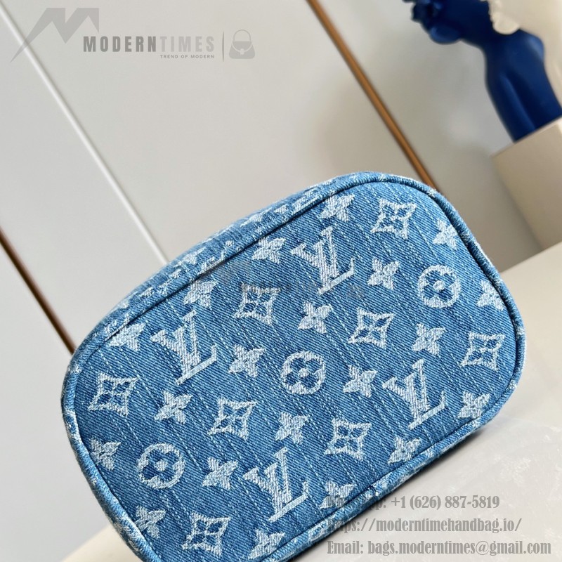 Louis Vuitton M27946 Nice Mini Cosmetic Pouch in Monogram Denim with Leather Trim