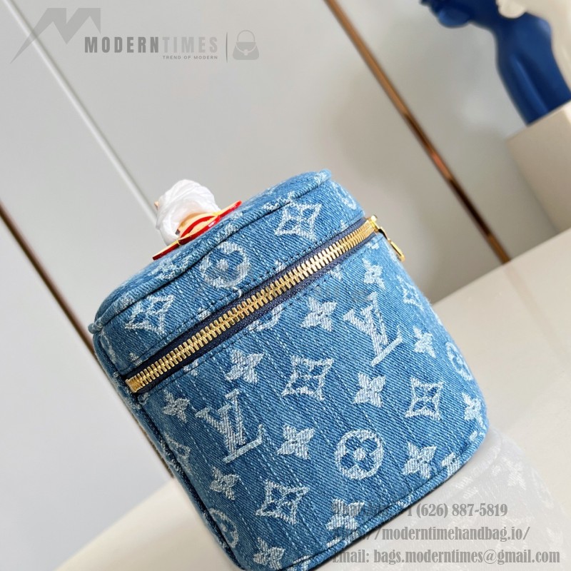 Louis Vuitton M27946 Nice Mini Cosmetic Pouch in Monogram Denim with Leather Trim