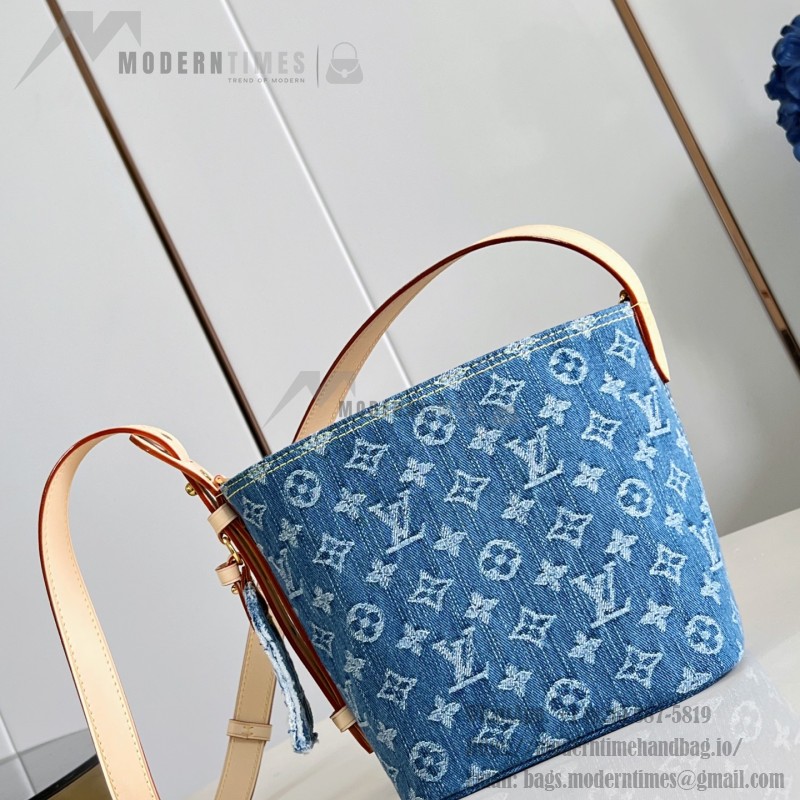  Louis Vuitton M28107 All In BB Bucket Bag in Monogram Denim with Leather Trim
