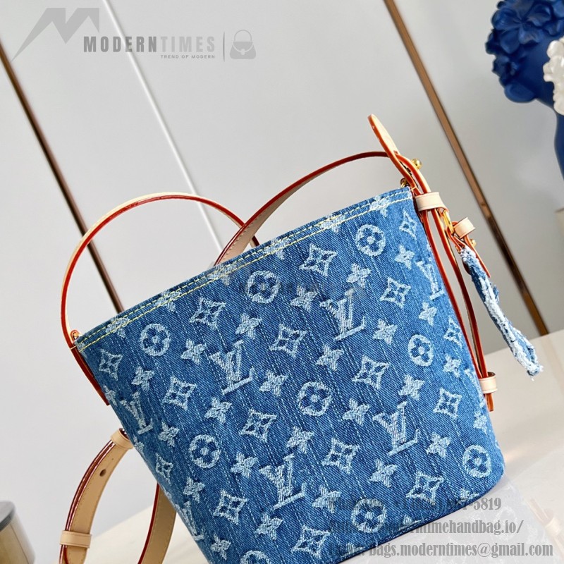  Louis Vuitton M28107 All In BB Bucket Bag in Monogram Denim with Leather Trim