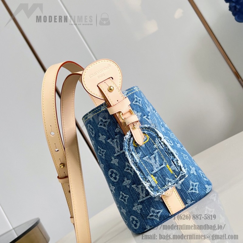  Louis Vuitton M28107 All In BB Bucket Bag in Monogram Denim with Leather Trim