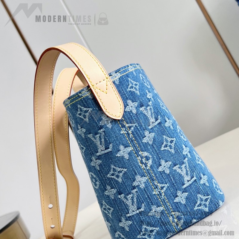  Louis Vuitton M28107 All In BB Bucket Bag in Monogram Denim with Leather Trim