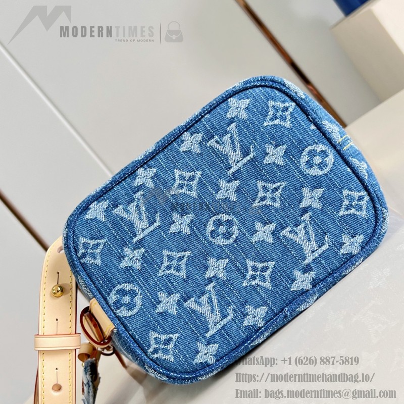  Louis Vuitton M28107 All In BB Bucket Bag in Monogram Denim with Leather Trim