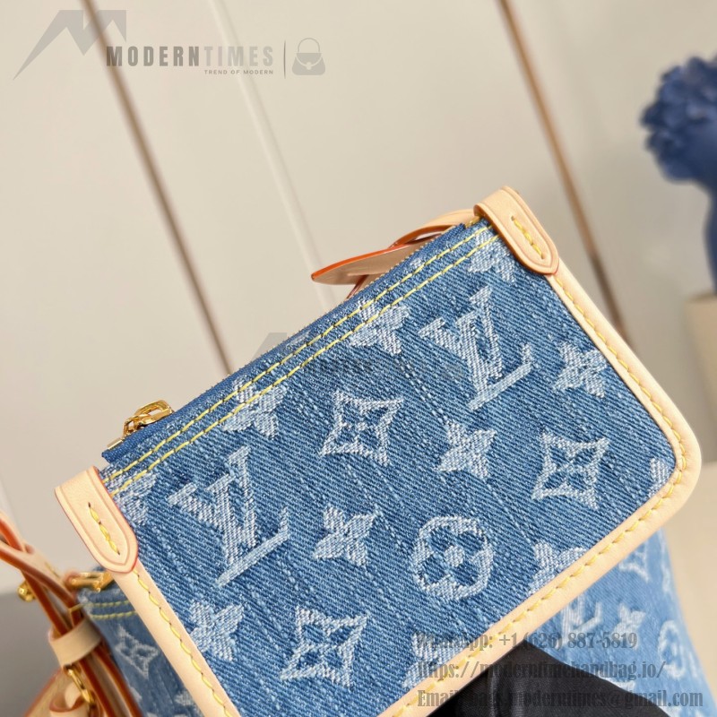  Louis Vuitton M28107 All In BB Bucket Bag in Monogram Denim with Leather Trim