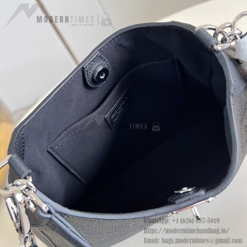Louis Vuitton All Around Small Handbag Black Monogram Perforated Leather M28306 Crossbody Bag