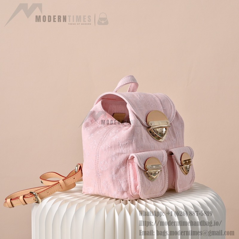 Louis Vuitton Venice Backpack M13031 Pink Monogram Denim Backpack with Front Pocket