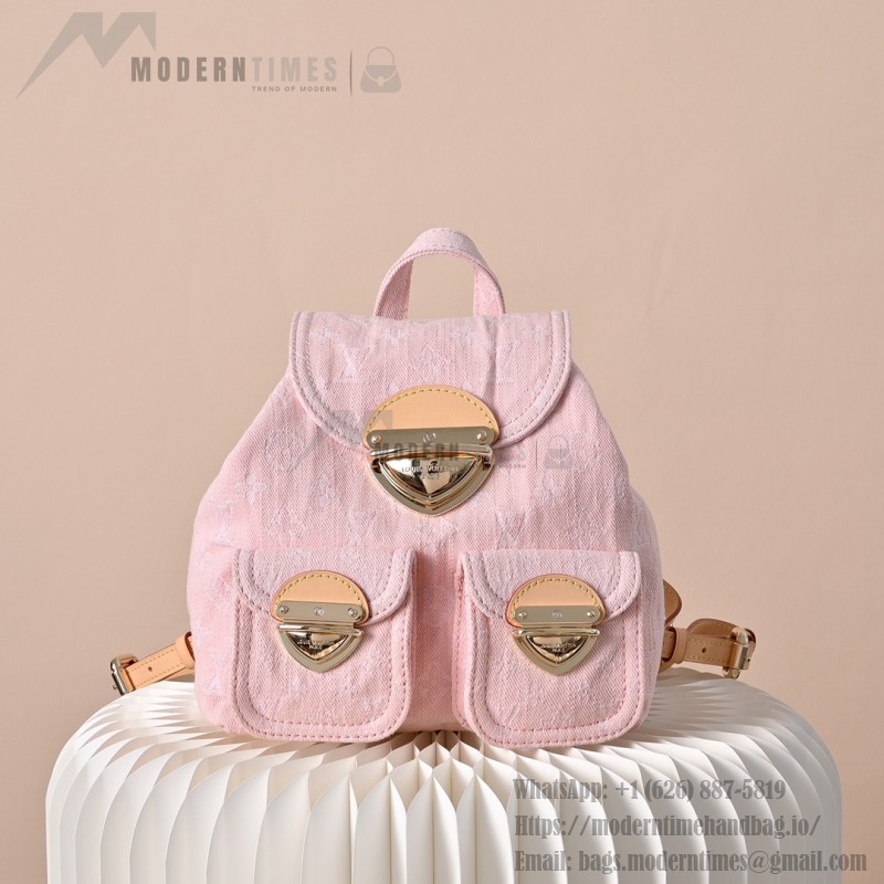 Louis Vuitton Venice Backpack M13031 Pink Monogram Denim Backpack with Front Pocket