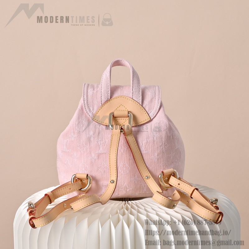 Louis Vuitton Venice Backpack M13031 Pink Monogram Denim Backpack with Front Pocket