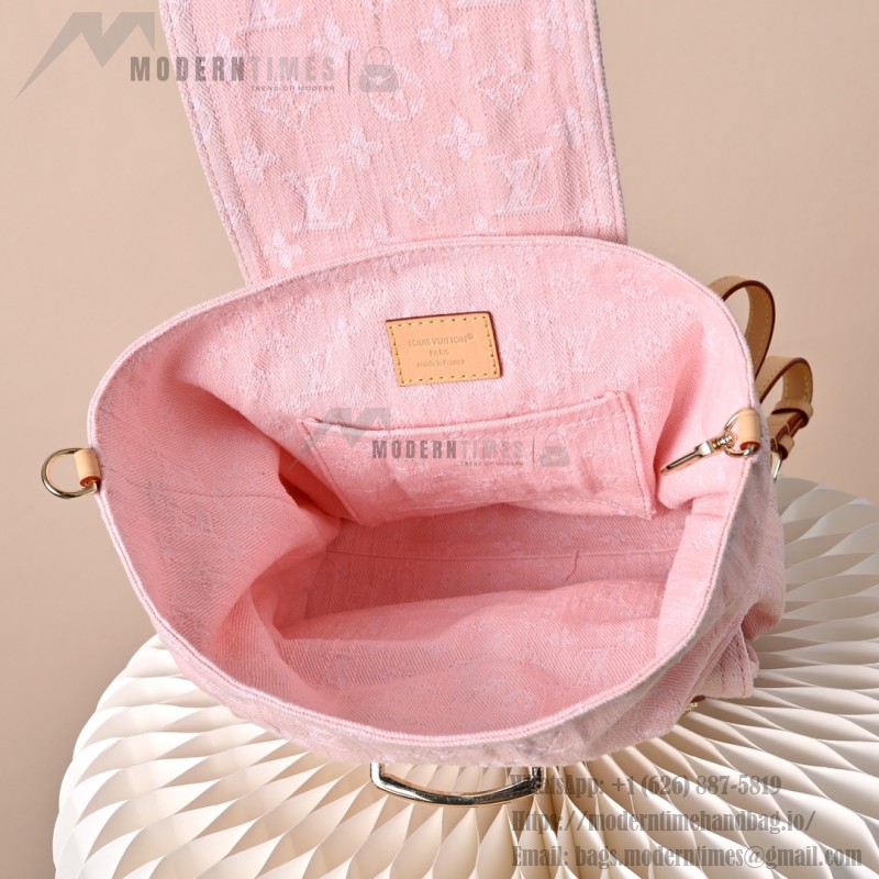 Louis Vuitton Venice Backpack M13031 Pink Monogram Denim Backpack with Front Pocket