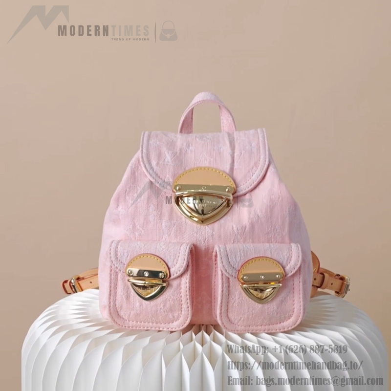 Louis Vuitton Venice Backpack M13031 Pink Monogram Denim Backpack with Front Pocket