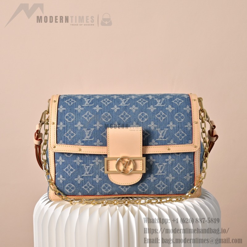 Louis Vuitton Dauphine Soft Large Handbag M13319 Monogram Denim with LV Logo Hardware