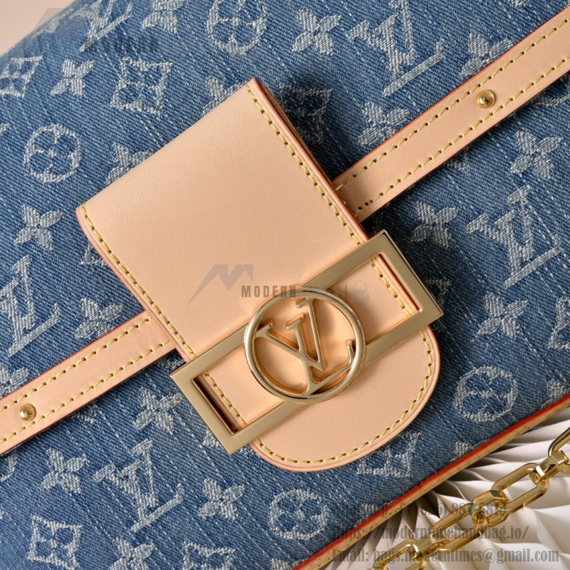 Louis Vuitton Dauphine Soft Large Handbag M13319 Monogram Denim with LV Logo Hardware