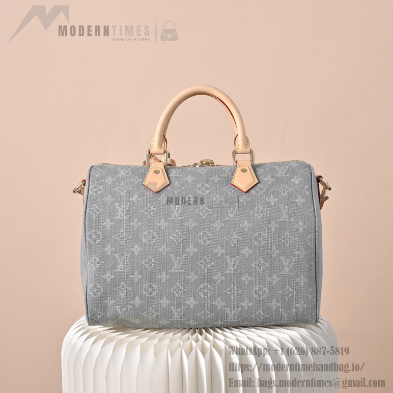 Louis Vuitton Speedy Soft 30 Monogram Denim Gray Blue M13344 Replica Handbag
