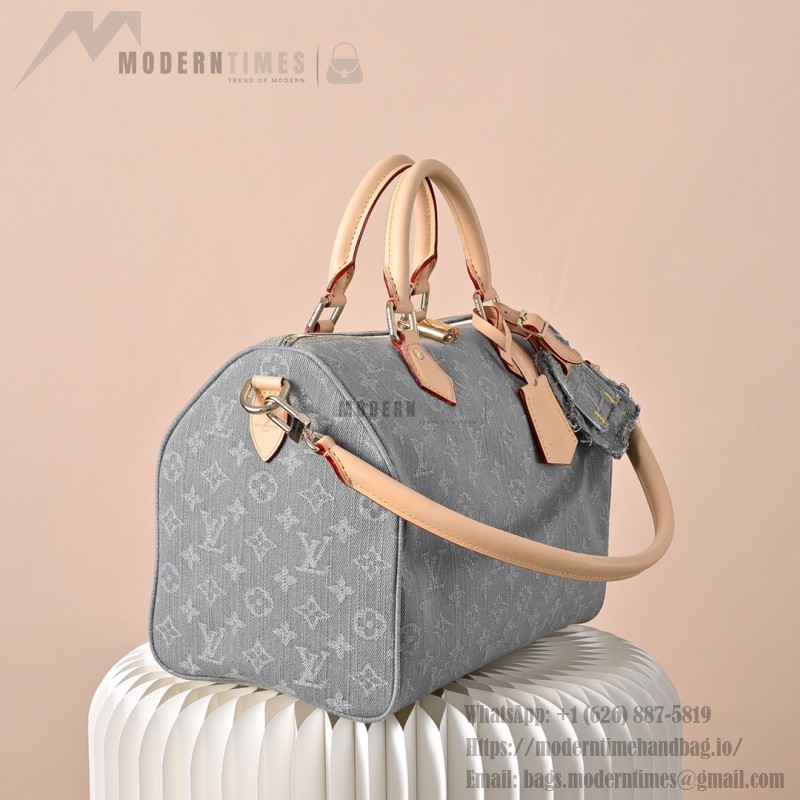 Louis Vuitton Speedy Soft 30 Monogram Denim Gray Blue M13344 Replica Handbag