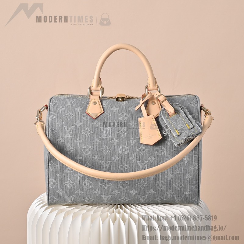 Louis Vuitton Speedy Soft 30 Monogram Denim Gray Blue M13344 Replica Handbag