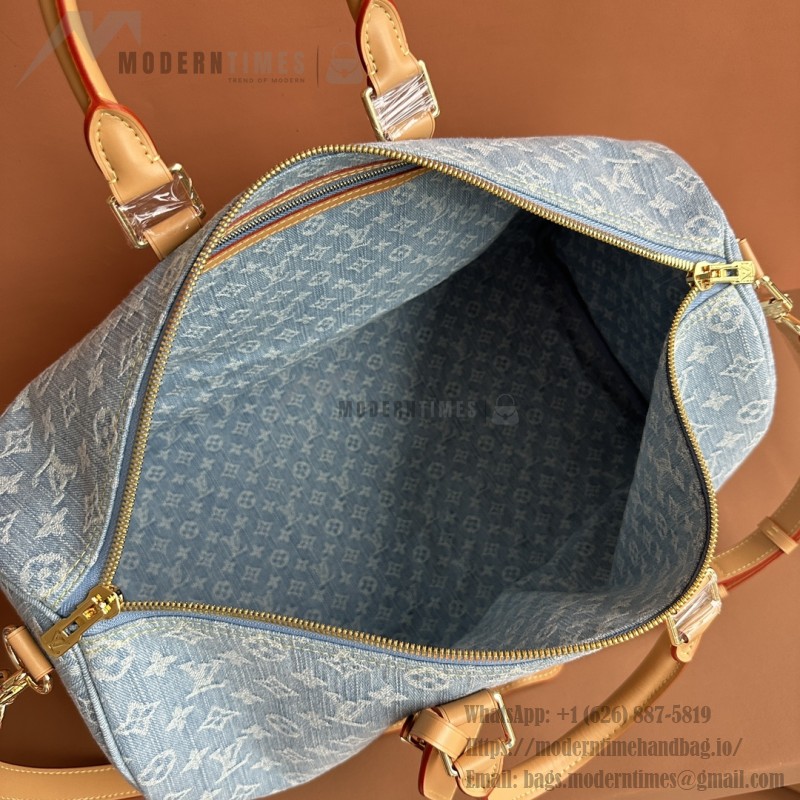 Louis Vuitton Keepall Bandoulière 45 Duffel Bag M25334 in Light Blue Denim