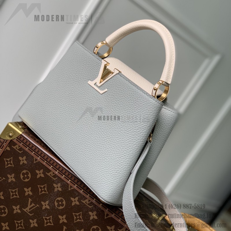 Louis Vuitton Capucines MM Handbag M21296 Small in Grey Leather