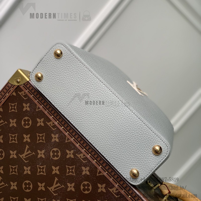 Louis Vuitton Capucines MM Handbag M21296 Small in Grey Leather