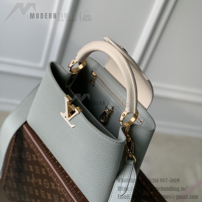 Louis Vuitton Capucines MM Handbag M21296 Small in Grey Leather