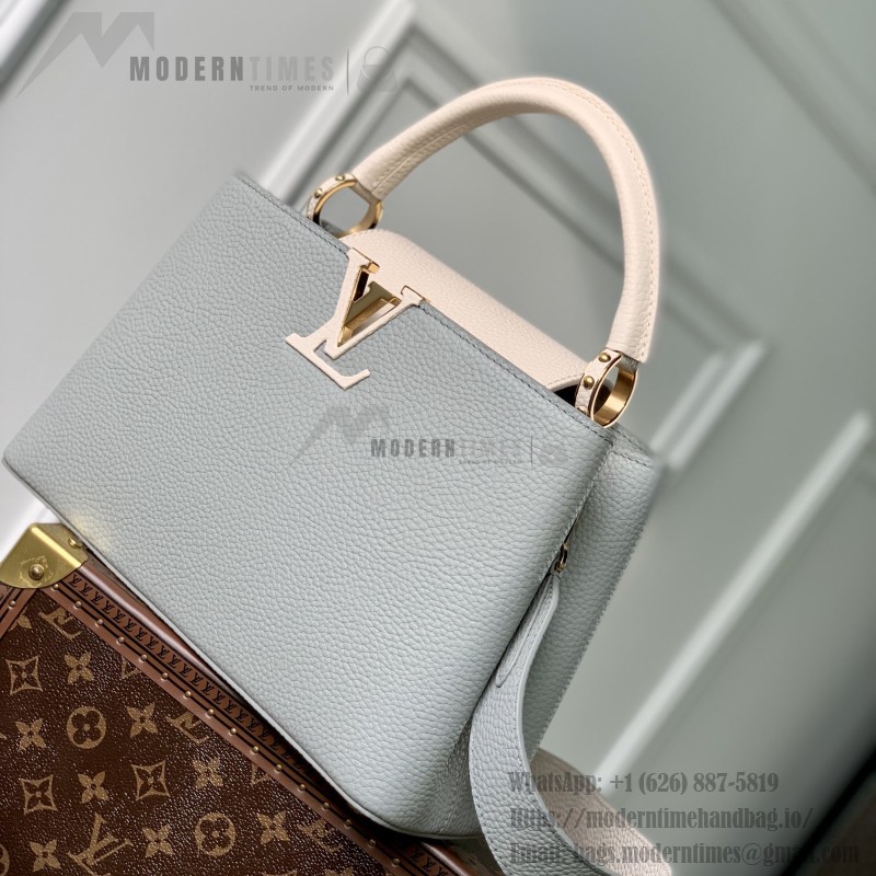 Louis Vuitton Capucines MM Handbag M21296 Medium in Grey Leather