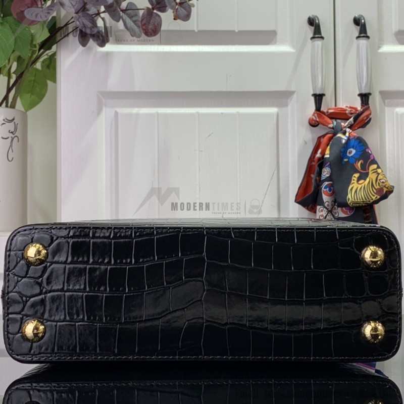 Louis Vuitton Capucines BB Bag M48865 Crocodile Diamond Light Black – Front View