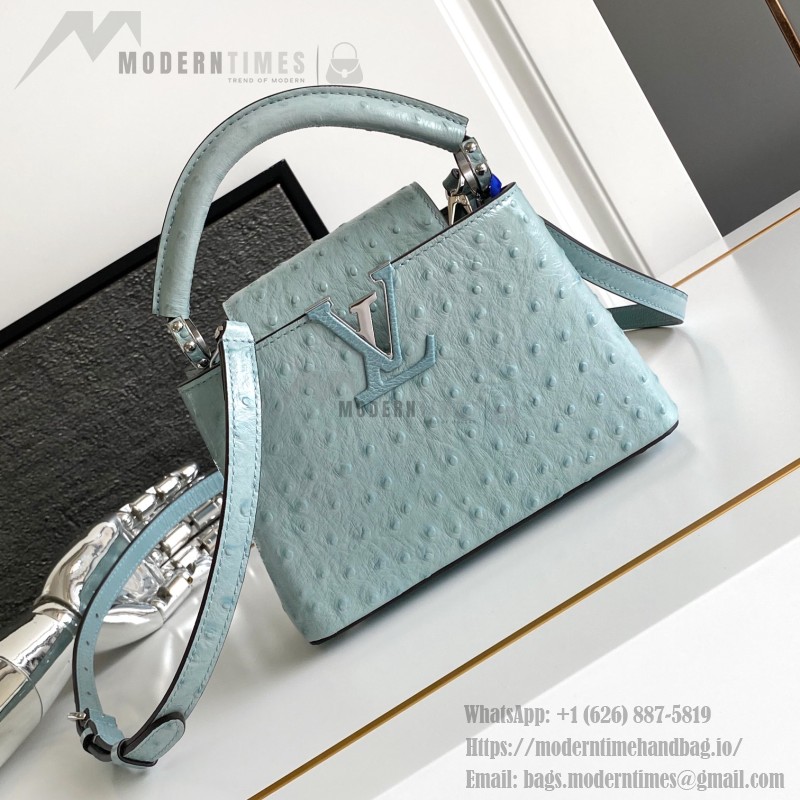 Louis Vuitton Capucines BB Light Blue Taurillon Leather Handbag M24713 M24714
