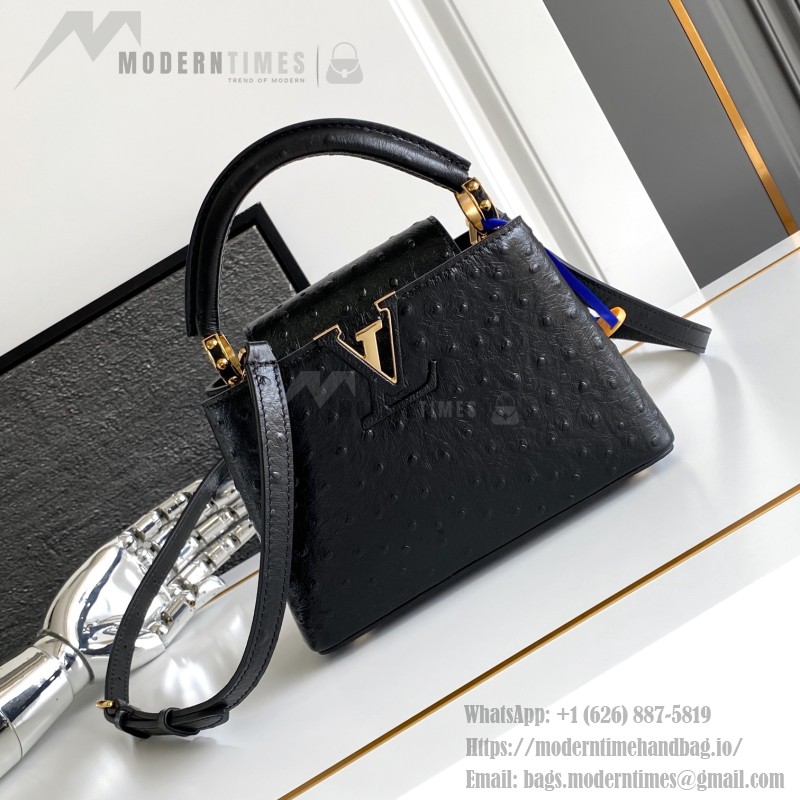 Louis Vuitton Capucines BB Black Custom Taurillon Leather Handbag M24713 M24714