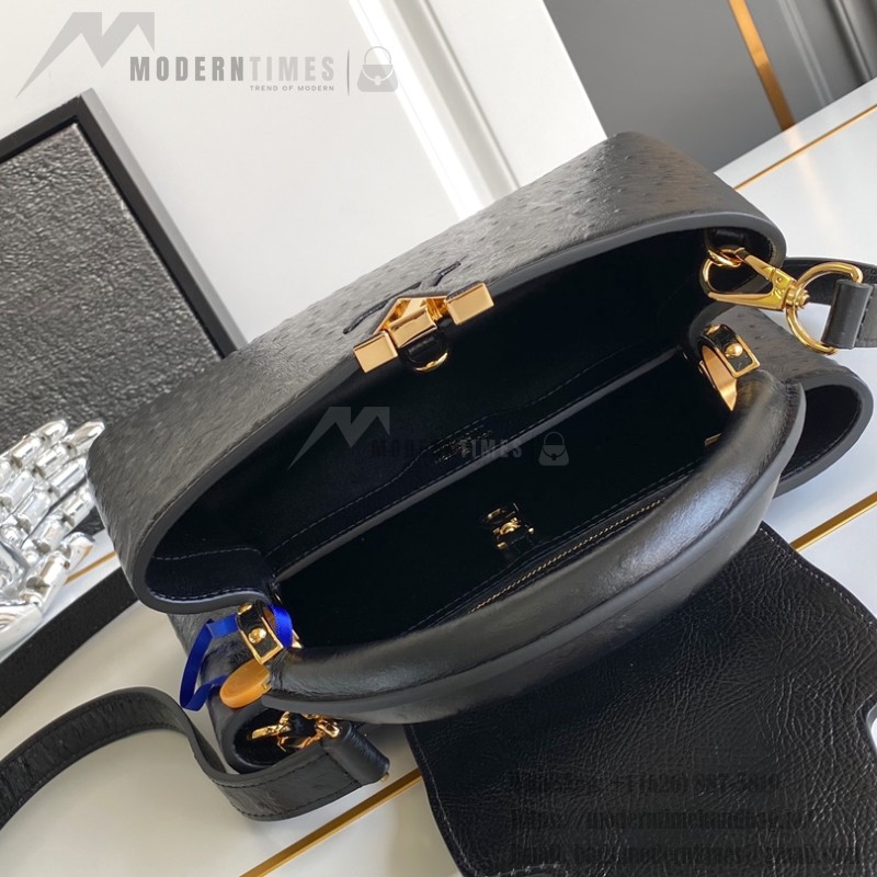 Louis Vuitton Capucines BB Black Custom Taurillon Leather Handbag M24713 M24714