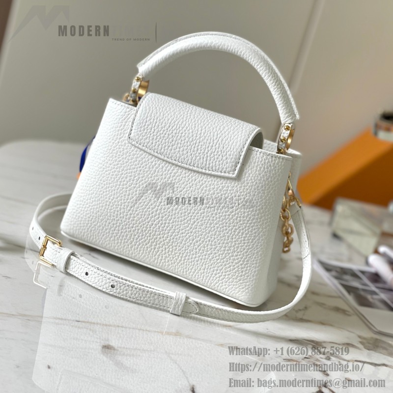 Louis Vuitton Capucines BB White Taurillon Calfskin Handbag with Gold Hardware