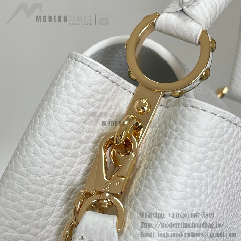 Louis Vuitton Capucines BB White Taurillon Calfskin Handbag with Gold Hardware