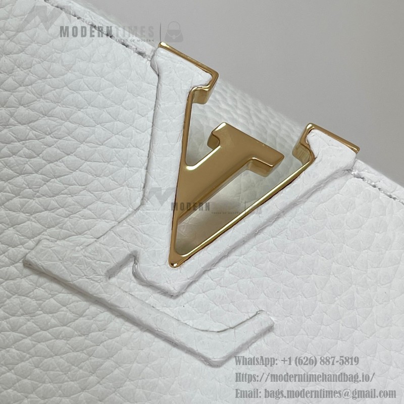Louis Vuitton Capucines BB White Taurillon Calfskin Handbag with Gold Hardware