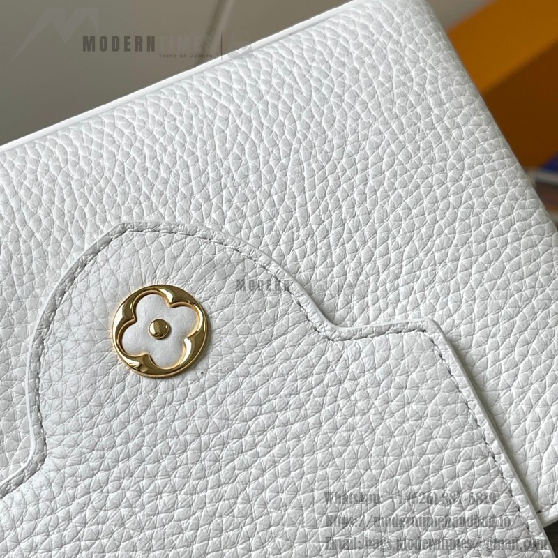 Louis Vuitton Capucines BB White Taurillon Calfskin Handbag with Gold Hardware