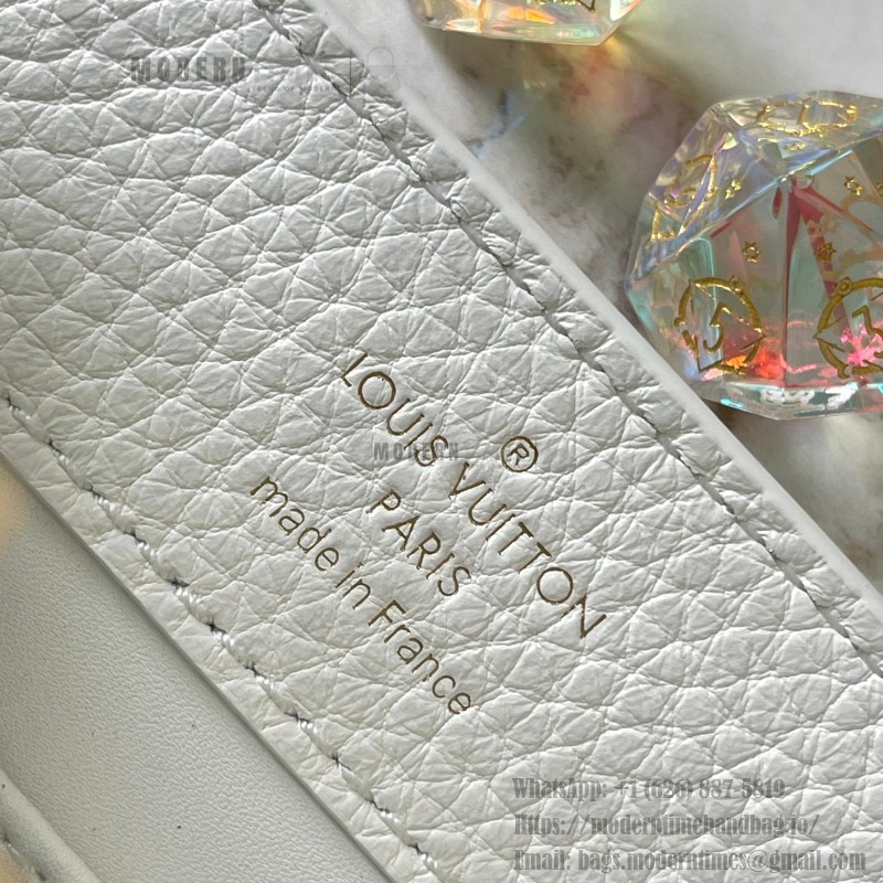 Louis Vuitton Capucines BB White Taurillon Calfskin Handbag with Gold Hardware