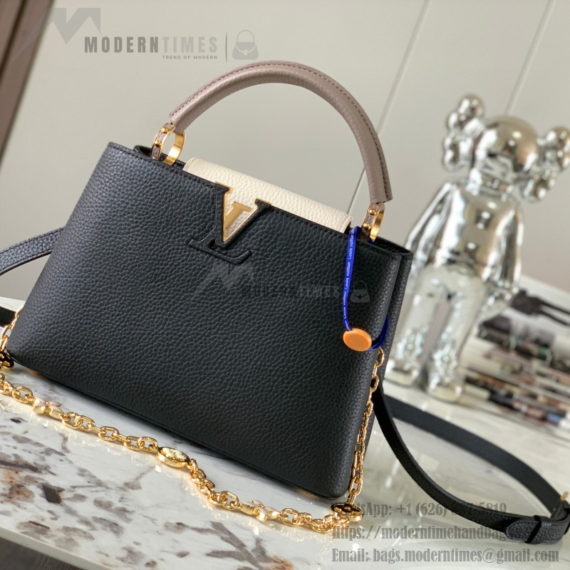 Louis Vuitton Capucines BB Black and Grey Handbag Custom M20844 M20845