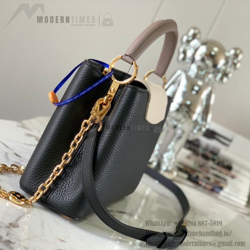 Louis Vuitton Capucines BB Black and Grey Handbag Custom M20844 M20845