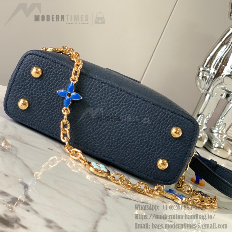 Louis Vuitton Capucines BB Black and Blue Handbag Custom M20844 M20845